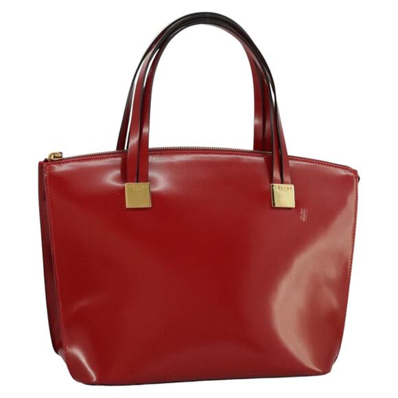 CELINE Hand Bag Patent Leather Red Gold - Picture 1 of 13